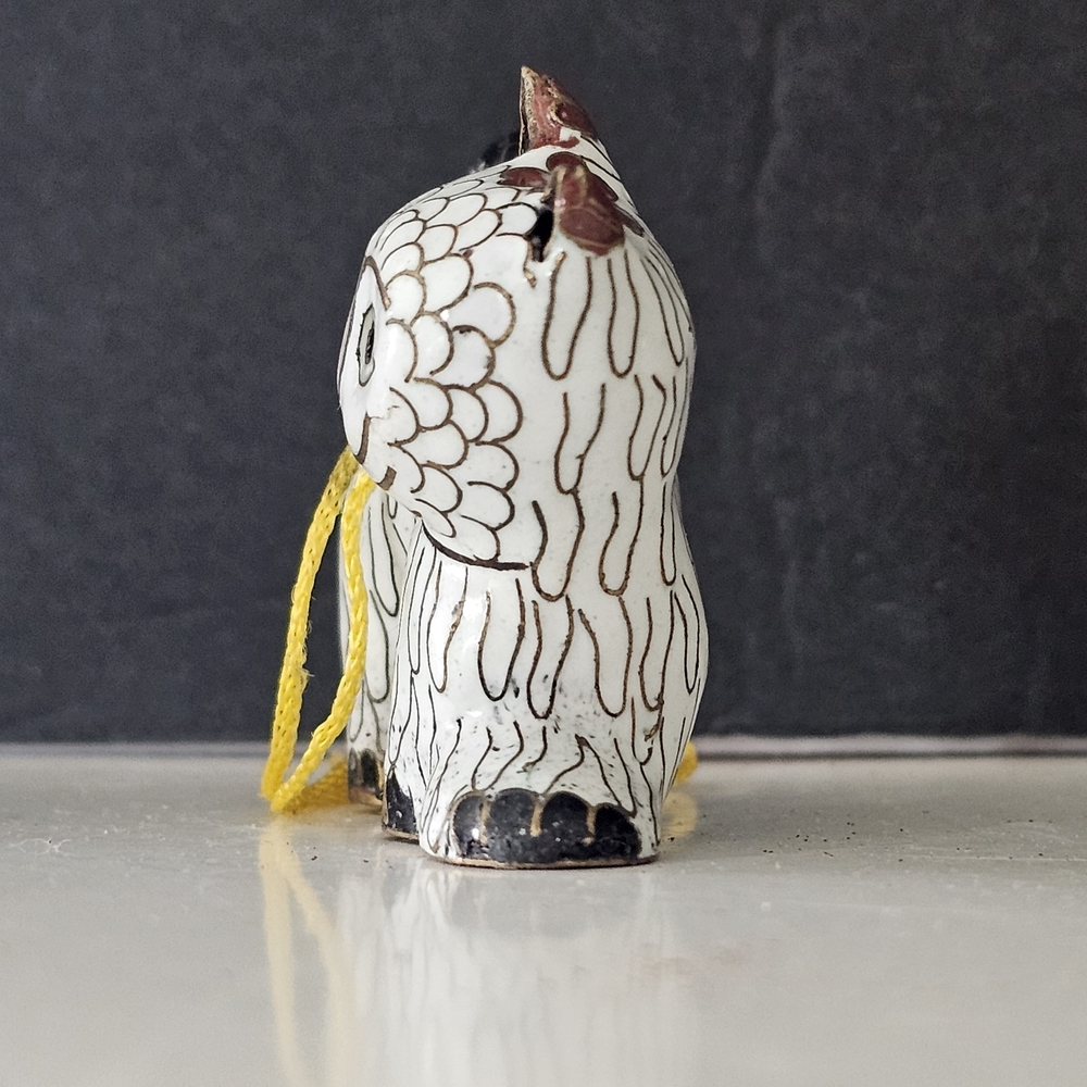 Whimsical Vintage Cloisonne Cat Ornament - White and Black - Picture 5 of 10